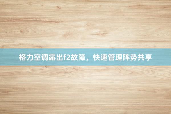 格力空调露出f2故障，快速管理阵势共享