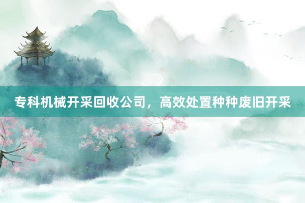 专科机械开采回收公司，高效处置种种废旧开采